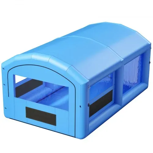 VEVOR Aufblasbare Lackierkabine 6,4x4,1x3 m Spritzkabine Lackierzelt Blau, mit 1100-W-Gebläse Aktivkohlefiltration Transparentem PVC-Fenster für Mittelgroße Pick-ups Große Möbel Tragbar – Bild 9