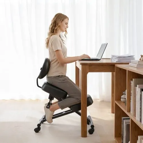 VEVOR Ergonomischer Kniestuhl mit Rollen & Rückenlehne, Höhenverstellbarer Kniehocker in X-Form mit Dicken Schaumstoffpolstern, zur Entlastung von Nacken & Rücken, für Zuhause, Büro & Meditation – Bild 7