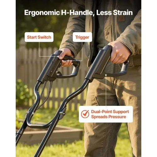 VEVOR Elektro Bodenhacke 36 cm Arbeitsbreite, 22 cm Arbeitstiefe, 1200 W Motorhacke, Bodenkrümler, Kultivator mit Stahlzinken & Klappbarem Führungsholm, Gartenfräse für Rasen-, Hof- & Gartenpflege – Bild 3