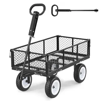 VEVOR Bollerwagen 408,2 kg Tragkraft, Gartenwagen mit PU-Reifen, Transportwagen mit Verstellbarem Griff, Abnehmbaren Seitenwänden, Handwagen zur Befestigung an ATV oder Traktor, Schwarz VEVOR Bollerwagen 408,2 kg Tragkraft, Gartenwagen mit PU-Reifen, Transportwagen mit Verstellbarem Griff, Abnehmbaren Seitenwänden, Handwagen zur Befestigung an ATV oder Traktor, Schwarz