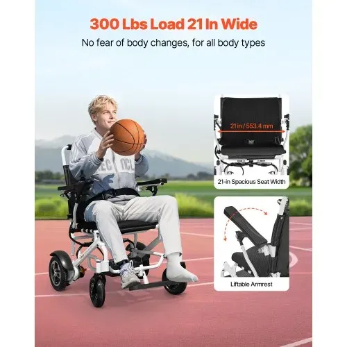 VEVOR Rollstuhl Elektrisch Faltbar, 136 kg, medizinischer Roller, 21 km Reichweite, Elektrorollstuhl, E-Rollstuhl mit tragbarem 53-cm-Sitz für Senioren & Behinderte, Leicht zu transportieren – Bild 5