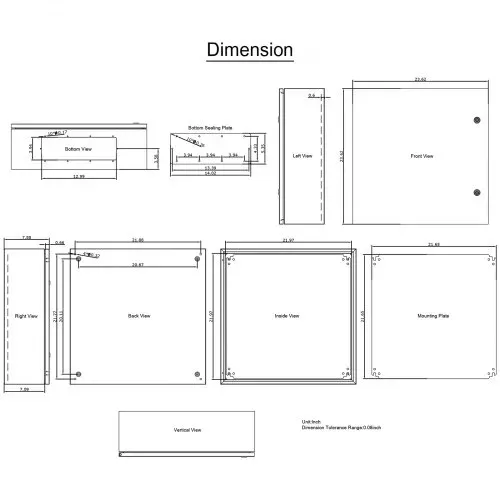 VEVOR Schaltschrank Kohlenstoffstahl Verteilerschrank Industriegehäuse 60x60x20cm Schaltkasten IP66 & NEMA Wasserdicht Anschlussdose Stromkasten Ideal für Fabriken Baustellen Einkaufszentren usw. – Bild 9