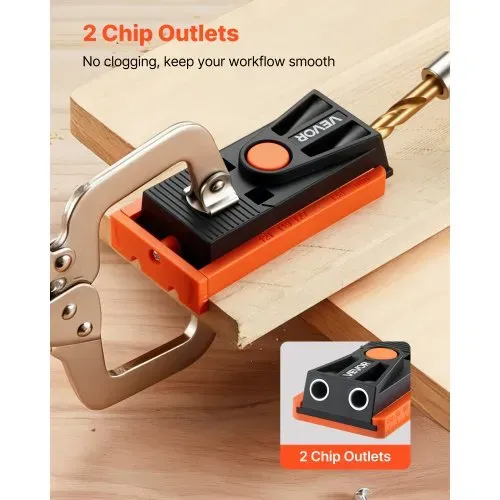 VEVOR Pocket Hole Jig Kit Taschenloch-Vorrichtungssatz 12,7-38,1 mm verstellbar, Vorrichtungs-Taschenlochsystem mit Stufenbohrer Sechskantschlüssel Bohrstoppring Vierkant-Antriebsbit Schrauben – Bild 5