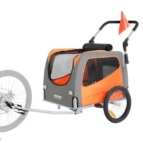 VEVOR Hunde-Fahrradanhänger, trägt bis zu 30 kg, 2-in-1-Fahrradträger für Haustier-Kinderwagen, einfach zusammenklappbarer Wagenrahmen mit Schnellspannrädern, universeller Fahrradkupplung, Reflektoren – Bild 10