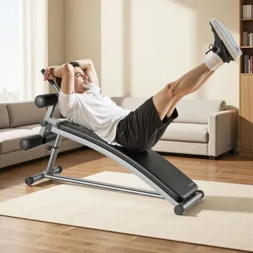 VEVOR Sit Up Bank, gebogene Bauchmuskelbank 6-stufig Höhenverstellbar (132 x 42 x 85 cm) Rückentrainer (272 kg belastbar) für Heimtraining im Fitnessstudio Krafttraining Ganzkörpermuskeltraining – Bild 7