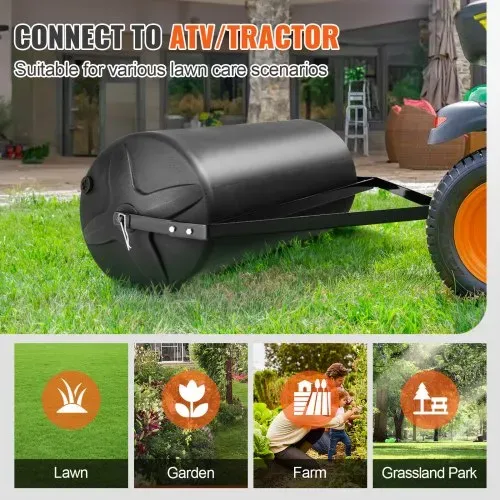 VEVOR Rasenwalze 1240x1158x445mm Handwalze LLDPE und Q235 Gartenwalze 181kg Ackerwalze mit 2 Wassereinlässen Rasenroller Walze mit gängigen ATV-/Traktormodellen kompatibel Ideal für Gärten Bauernhöfe – Bild 5