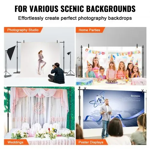 VEVOR Fotohintergrund Professioneller Fotografie Hintergrund 3048 x 3048 mm Hintergrundstoffgröße Studio-Requisiten Hintergrund Verstellbar, Pfeifen- und Vorhangständer Hochzeiten, Party-Setups – Bild 5