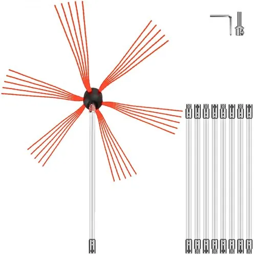 VEVOR Schornsteinbürste 9 m, Schornsteinfegerbesen 30 mm Bürstenlänge Kaminkehrbesen, 101-305 mm Schornsteinstangen, Rohrstange Schornsteinfeger Power Sweeping Reinigung Schornsteinbürstensystem VEVOR Schornsteinbürste 9 m, Schornsteinfegerbesen 30 mm Bürstenlänge Kaminkehrbesen, 101-305 mm Schornsteinstangen, Rohrstange Schornsteinfeger Power Sweeping Reinigung Schornsteinbürstensystem