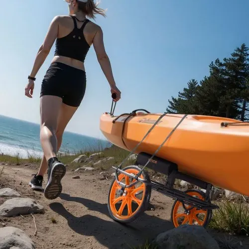 VEVOR Kajakwagen, 150 kg, Kanuwagen mit 38,1 cm Vollgummireifen & Spanngurt, Bootswagen zum Transportieren von Kajaks, Kanus, Paddleboards, Jon-Booten, Wassersportgeräte, 770x495x425 mm – Bild 7
