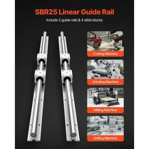 VEVOR Linearführungen SBR25, 2er-Pack 1200 mm Linearschienen & 4 Stk. Gleitlblöcke, vollumfänglich gelagerte Welle, Führungsschiene für Schneid-, Schleif-, Fräs- & Bohrmaschinen usw. VEVOR Linearführungen SBR25, 2er-Pack 1200 mm Linearschienen & 4 Stk. Gleitlblöcke, vollumfänglich gelagerte Welle, Führungsschiene für Schneid-, Schleif-, Fräs- & Bohrmaschinen usw.