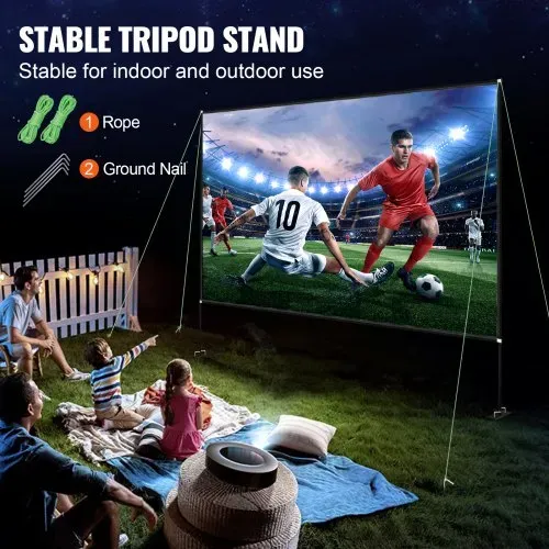 VEVOR Projektionsleinwand mit Ständer 381cm Tragbare Filmleinwand 16:9 Outdoor Indoor Beamer Leinwand 347 x 201.9cm Mobile Beamer Leinwand 160° – Bild 3