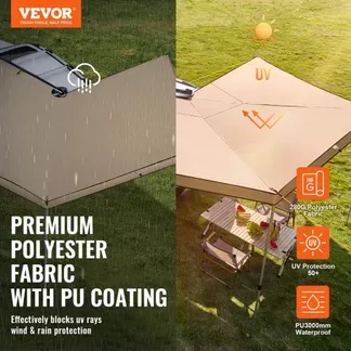 VEVOR Vehicle Awning 270 Degree 2,5 m Height Retractable Car Side Awning UV50+ VEVOR Vehicle Awning 270 Degree 2,5 m Height Retractable Car Side Awning UV50+