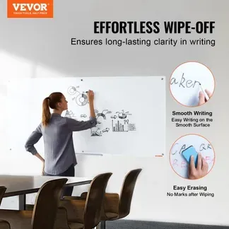 VEVOR Magnetisches Glas-Whiteboard, Wandtafel Trocken Abwischbare Tafel 1829 x 915 cm, Wandmontiertes Weißes Glasboard ohne Rahmen, mit Stiftablage, einem Radiergummi& 2 Stiften, Magnettafel Weiß VEVOR Magnetisches Glas-Whiteboard, Wandtafel Trocken Abwischbare Tafel 1829 x 915 cm, Wandmontiertes Weißes Glasboard ohne Rahmen, mit Stiftablage, einem Radiergummi& 2 Stiften, Magnettafel Weiß