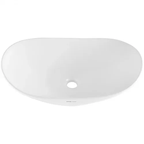 VEVOR Ovales Aufsatzwaschbecken Waschbecken, 592 x 361 x 158 mm, Badezimmer-Aufsatzwaschbecken über der Theke, Keramikwaschbecken moderner Stil, für Toiletten, Hotels, Restaurants, helles Weiß – Bild 9