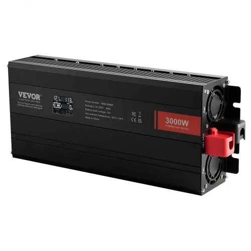 VEVOR Sinus-Wechselrichter 3000 W DC 12 V AC 230 V LCD-Display Wechselrichter mit 3 AC-Steckdosen 2 USB-Anschlüssen 1 Typ-C-Anschluss 10 Ersatzsicherungen für große Haushaltsgeräte – Bild 8