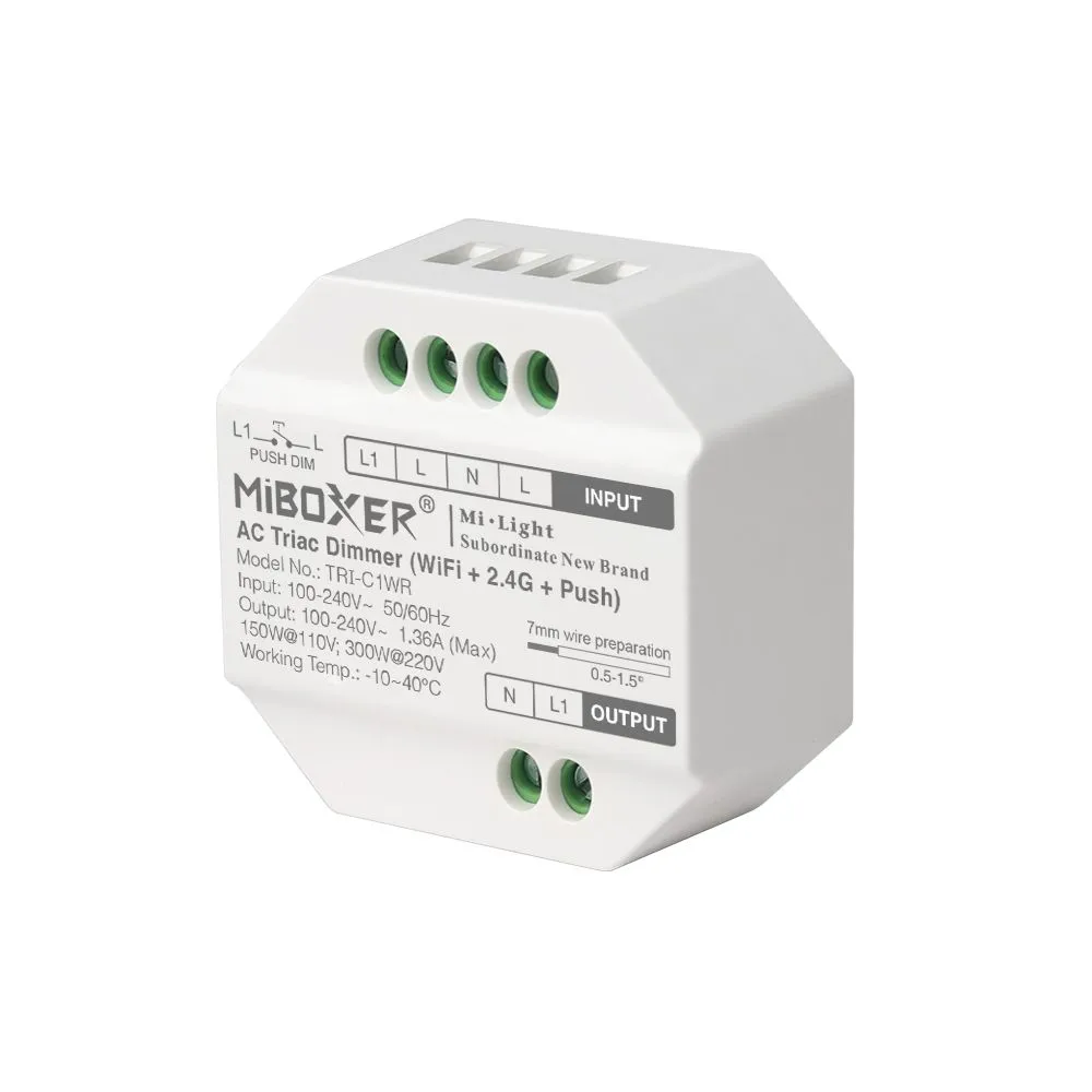 MiBoxer TRI-C1WR LED Dimmer Controller AC TRIAC WiFi+2,4G+Push MiBoxer TRI-C1WR LED Dimmer Controller AC TRIAC WiFi+2,4G+Push