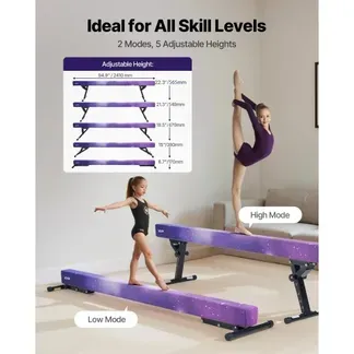 VEVOR Schwebebalken Gymnastik Kinder 241 cm Höhenverstellbar (5-stufig), 158,7 kg belastbarer Gymnastikbalken Turnbalken, Balance Balken Balancierbalken für Fitnessstudio, Galaxy VEVOR Schwebebalken Gymnastik Kinder 241 cm Höhenverstellbar (5-stufig), 158,7 kg belastbarer Gymnastikbalken Turnbalken, Balance Balken Balancierbalken für Fitnessstudio, Galaxy
