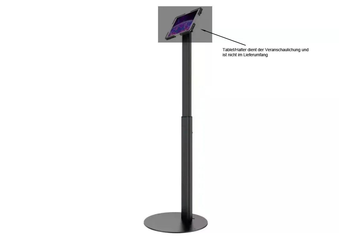 VESA Standfuß Halterung höhenverstellbar für Tablet, Display, Monitor 7,5cm/10cm, schwarz – Bild 3