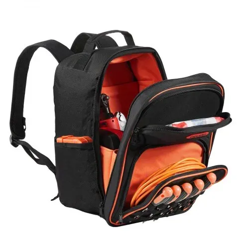 VEVOR Werkzeugrucksack, 49 Taschen, Werkzeug-Aufbewahrungs-Organizer, Backpack mit Laptopfach und verstärktem Stoffboden, Baustellenrucksack, Werkzeugtasche für Elektriker, Handwerker – Bild 9