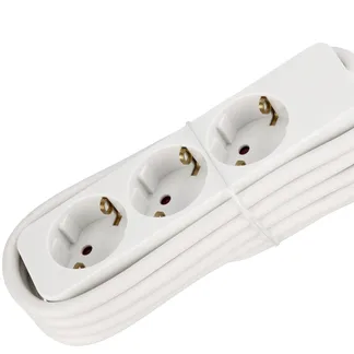 Schutzkontakt-Steckdosenleiste 3-fach 3600W, 2m Kabel, weiß, Flachstecker Schutzkontakt-Steckdosenleiste 3-fach 3600W, 2m Kabel, weiß, Flachstecker