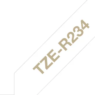 Brother TZE-R234 Etiketten erstellendes Band Gold auf Weiß Brother TZE-R234 Etiketten erstellendes Band Gold auf Weiß