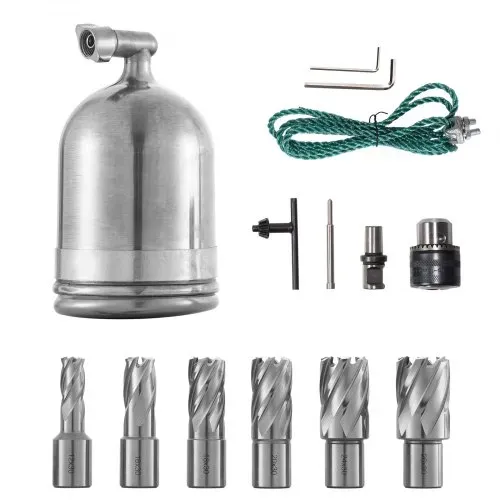 VEVOR 1100 W Magnetbohrmaschine mit 40mm Bohrdurchmesser MD40 Magnetbohrmaschine 12000 N Magnetkraft Magnetbohrsystem 670 U/min mit 6-teiligem HSS-Ringschneider-Set – Bild 9