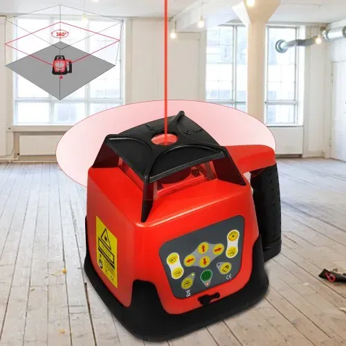 VEVOR Roter Laser-Wasserwaage, rotierend, selbstnivellierend, Messung, automatisch rotierender roter Strahl, mit Empfänger, Fernbedienung, Tragetasche – Bild 2
