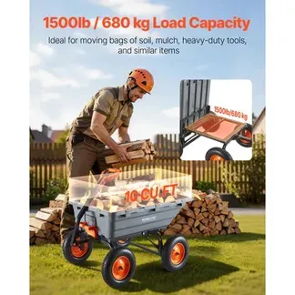 VEVOR Gartenwagen 680 kg, Transportwagen mit Kippfunktion, Handwagen mit Verstellbarem Griff, Drehlagern, Handkarre, Bollerwagen, Bastelwagen, Kippwagen für Pflanzen, Erde, Erntegut VEVOR Gartenwagen 680 kg, Transportwagen mit Kippfunktion, Handwagen mit Verstellbarem Griff, Drehlagern, Handkarre, Bollerwagen, Bastelwagen, Kippwagen für Pflanzen, Erde, Erntegut