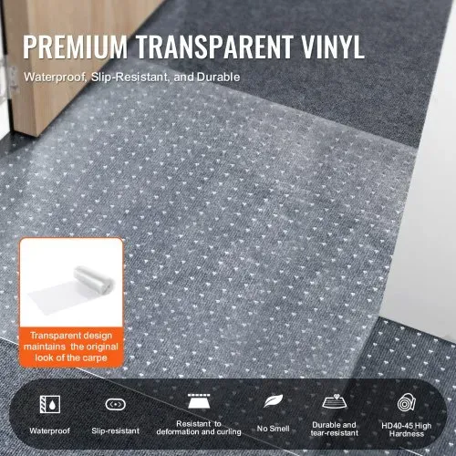 VEVOR Teppichschutz für Haustiere, 61 x 7,6 m, kratzfester PVC-Teppichschutz für Katzen für den Türrahmen, rutschfeste Katzenkratzschutzmatte, leicht zuschneidbarer Kunststoff-Teppichkratzstopper – Bild 3