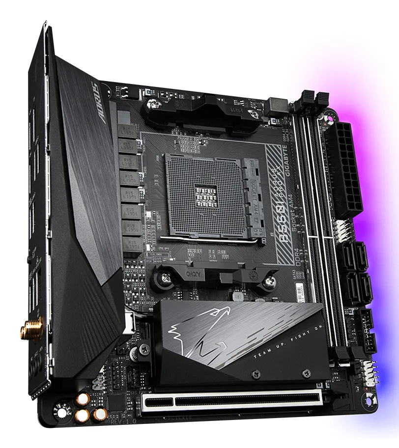 GIGABYTE B550I AORUS PRO AX Mainboard – AMD Ryzen 5000 CPUs, 8 Phasen VRM, bis zu 5300 MHz DDR4, 1xPCIe 4.0 + 1xPCIe 3.0 M.2, Wi-Fi 6E, 2.5GbE LAN, USB 3.2 Gen 2 – Bild 3