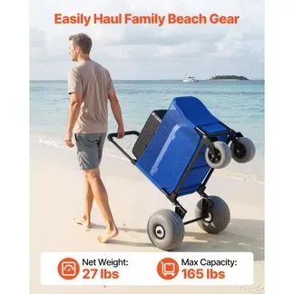 VEVOR Bollerwagen mit Ballonreifen (12 Zoll), Faltbarer Strandwagen mit 4-stufig Einstellbarem Schaumstoffgriff und Pumpe, Handwagen (75 kg Belastbar), Strandkarre Ideal für Camping, Angeln und Garten VEVOR Bollerwagen mit Ballonreifen (12 Zoll), Faltbarer Strandwagen mit 4-stufig Einstellbarem Schaumstoffgriff und Pumpe, Handwagen (75 kg Belastbar), Strandkarre Ideal für Camping, Angeln und Garten