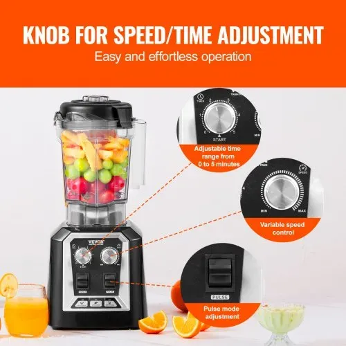 VEVOR Mixer kommerzieller Standmixer 2200 W mit Behälter aus Kunststoff, Hochleistungsmixer Power Profi Mixer Küchenmixer mit 3 Funktionen, für gefrorene Getränke Shakes Smoothies und Crush Ice, schwarz – Bild 3