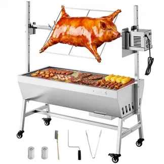VEVOR Drehspießgrill 38 W Spanferkelgrill Lammgrill Holzkohlegrill (94 cm Grilllänge) mit 60 kg Tragkraft & Rädern & 7-facher Höhenverstellung, Edelstahl-Elektrogrill-Set für Camping Outdoor VEVOR Drehspießgrill 38 W Spanferkelgrill Lammgrill Holzkohlegrill (94 cm Grilllänge) mit 60 kg Tragkraft & Rädern & 7-facher Höhenverstellung, Edelstahl-Elektrogrill-Set für Camping Outdoor