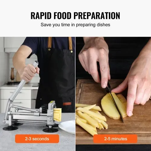 VEVOR Pommes-Frites-Schneider, Kartoffelschneider mit 1/2 Zoll & 3/8 Zoll Edelstahlklingen, manueller Kartoffelzerkleinerer mit Saugnäpfen & Griff, ideal für Kartoffeln Pommes Frites Gemüse – Bild 3