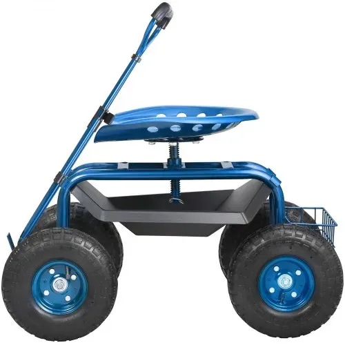 VEVOR Rollsitz Werkstattwagen aus Stahl bis 136kg belastbar Gartenwagen mit 25cm Griff und 45-54cm höhenverstellbarem Sitz Rollwagen 30PSI Reifendruck Arbeitssitz Gartensitz blau – Bild 10