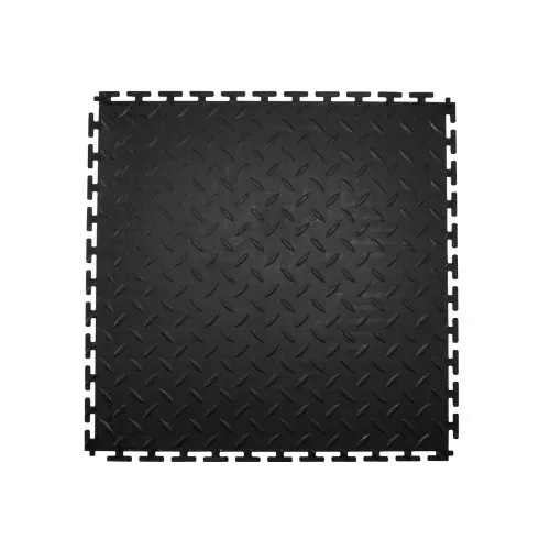 VEVOR PVC Garagenboden, 8er-Pack 513x513x5 mm, Werkstattboden, Industrieboden, Klick Verlegung, rutschfeste PVC-Matten mit Diamantplatte für Werkstatt, Lager, Werkzeugraum, Schwarz – Bild 9