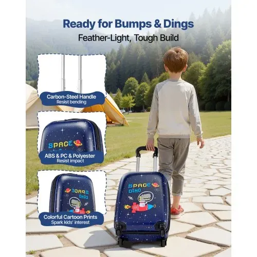 VEVOR 2 tlg. Kinderkoffer Set, 457,2 mm, Hartschalenkoffer mit Rollen & Rucksack, Kindertrolley, Kids Suitcase, perfekte Geschenke für Jungen & Mädchen, praktisch für Reisen & Fliegen (Dinosaurier) – Bild 5