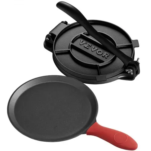 VEVOR Tortillapresse Taco Presse (25 cm) aus Graueisen, robuste Pataconera-Maker mit Griff & 100 Stk. Pergamentpapier, Teig-Presse für Tortilla, Kolumbianische Pataconera professionelle Roti Maker – Bild 8