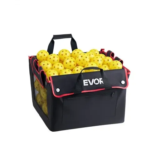 VEVOR Tennisballwagen Faltbar, Tennisballkorb für 175 Tennisbälle oder 290 Pickleballs, Klappbarer Ballwagen mit Rahmen aus Kohlenstoffstahl & Tragetasche, Ballkorb mit Rollen für Training, Schwarz – Bild 9