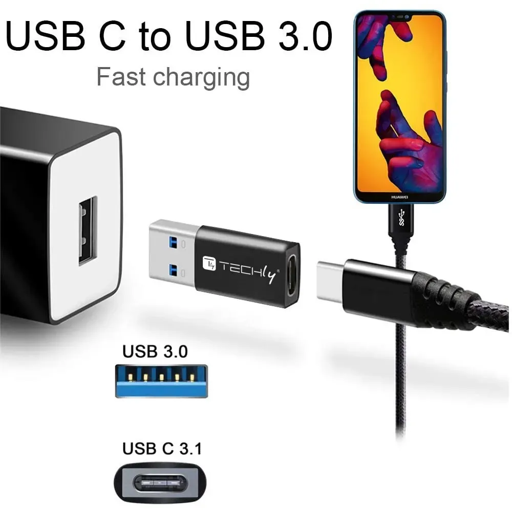 Techly IADAP USB3-AFT Kabeladapter USB A USB C Schwarz – Bild 3