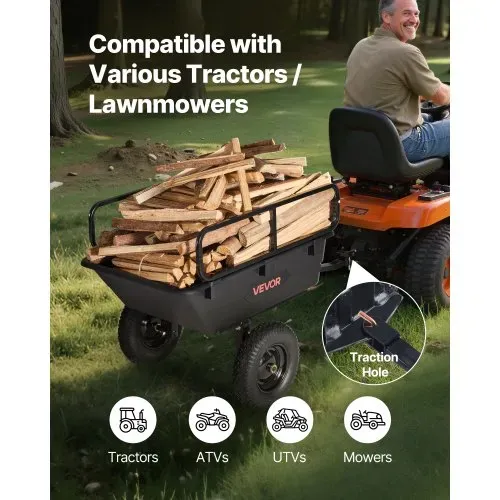 VEVOR Kippanhänger, 226,8 kg, ATV-UTV-Transportanhänger, Kippwagen zum Hinterherziehen mit 40,64 cm Reifen, Handzug oder Fußpedal, Hochleistungs-Hofanhänger für Rasenmäher, Traktor, Gartenabfälle VEVOR Kippanhänger, 226,8 kg, ATV-UTV-Transportanhänger, Kippwagen zum Hinterherziehen mit 40,64 cm Reifen, Handzug oder Fußpedal, Hochleistungs-Hofanhänger für Rasenmäher, Traktor, Gartenabfälle