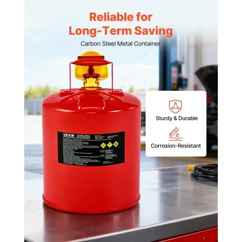 VEVOR Sicherheitskanister, 19 L Typ I, Sicherheitsbehälter für Benzin mit Flammensperre, selbstschließendem Deckel & PE-Trichter, ergonomischem Griff, Lagerbehälter für brennbare Stoffe, Rot – Bild 2