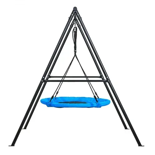 VEVOR Gartenschaukel mit A-förmigem Metallgestell, Schaukelsitz (101,6 cm Groß), bis zu 199,6 kg Tragkraft, Schaukelset Outdoor, Verstärkt mit Spiralförmigen Bodenankern, Tellerschaukel Schwarz Blau – Bild 9