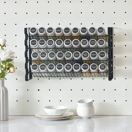 VEVOR 4-stöckiges Gewürzregal Gewürzhalter mit 36 leeren Gewürzgläser & Gestell & Gewürzetiketten & Trichter-Komplettset, Gewürz-Organizer für Küchen Schrank Speisekammer (463 x 118 x 282 mm) – Bild 7