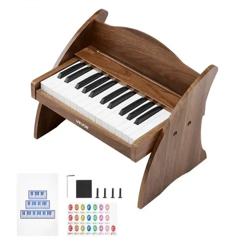 VEVOR Kinder-Keyboard, 25 Tasten, E-Piano, Holzklavier für Kinder ab 3 Jahren, Musikispielzeug mit Realistischem Klang, Dual-Power, Einstellbare Lautstärke, Musikalische Früherziehung, Walnussholz – Bild 8