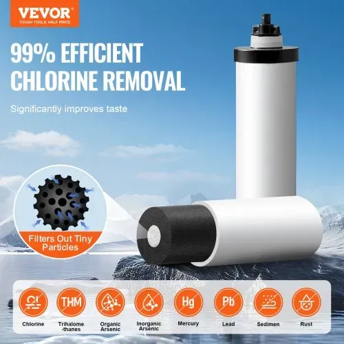 VEVOR Schwerkraft Wasserfiltersystem Edelstahl Arbeitsplattensystem 7,8+8,5L Wasserfiltrationssystem, reduziert Blei und bis zu 99 % Chlor, mit 2 Keramik-Kohlefiltern & Zapfhahn, Camping Wohnmobil VEVOR Schwerkraft Wasserfiltersystem Edelstahl Arbeitsplattensystem 7,8+8,5L Wasserfiltrationssystem, reduziert Blei und bis zu 99 % Chlor, mit 2 Keramik-Kohlefiltern & Zapfhahn, Camping Wohnmobil