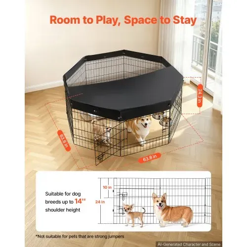 VEVOR Welpenauslauf Welpenlaufstall Hundelaufstall 61cm 8-tlg. mit Deckel, Spielplatz für Hunde Katzen & Andere Kleintiere Faltbar Metall Durch die Verschiedenen Formen Vielfältig Einsetzbar VEVOR Welpenauslauf Welpenlaufstall Hundelaufstall 61cm 8-tlg. mit Deckel, Spielplatz für Hunde Katzen & Andere Kleintiere Faltbar Metall Durch die Verschiedenen Formen Vielfältig Einsetzbar