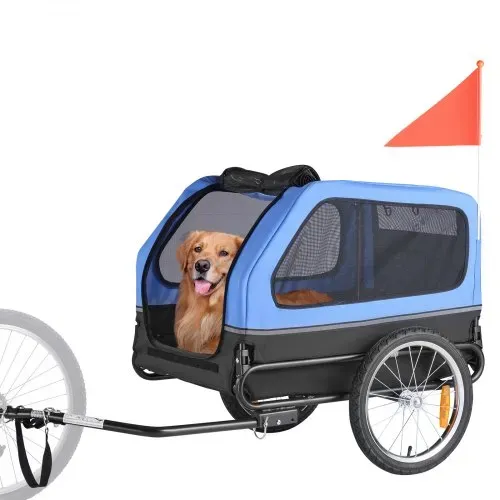 VEVOR Hundeanhänger, bis zu 40 kg, Fahrradanhänger für kleine & große Hunde, zusammenklappbarer Rahmen mit Rädern, universelle Fahrradkupplung, Flagge, interne Leine, 1320x715x750 mm – Bild 8