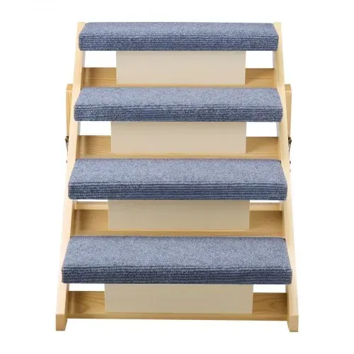 VEVOR Hundetreppe 630x470x490 mm, 4-stufige Hautiertreppe, klappbare Holztreppe geeignet für kleine, mittlere, große, ältere Haustiere sowie Welpen bis 68 kg, Hundeleiter für Betten, Sofas & Autos – Bild 10