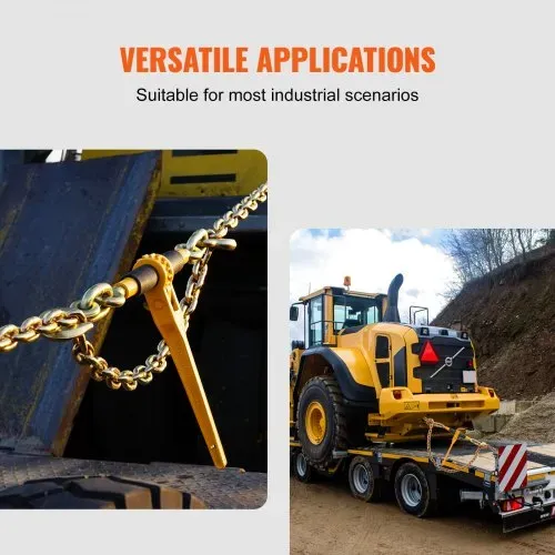 VEVOR Ketten- und Binder-Set, 3/8"-1/2" Ratschenlastbinder 9200 lbs Arbeitslastgrenze, 3/8" x 10' G80 Ketten mit Greifhaken, Ratschenbinder und Ketten für LKW, Festzurren, Transportieren, Abschleppen, 2er Set – Bild 5
